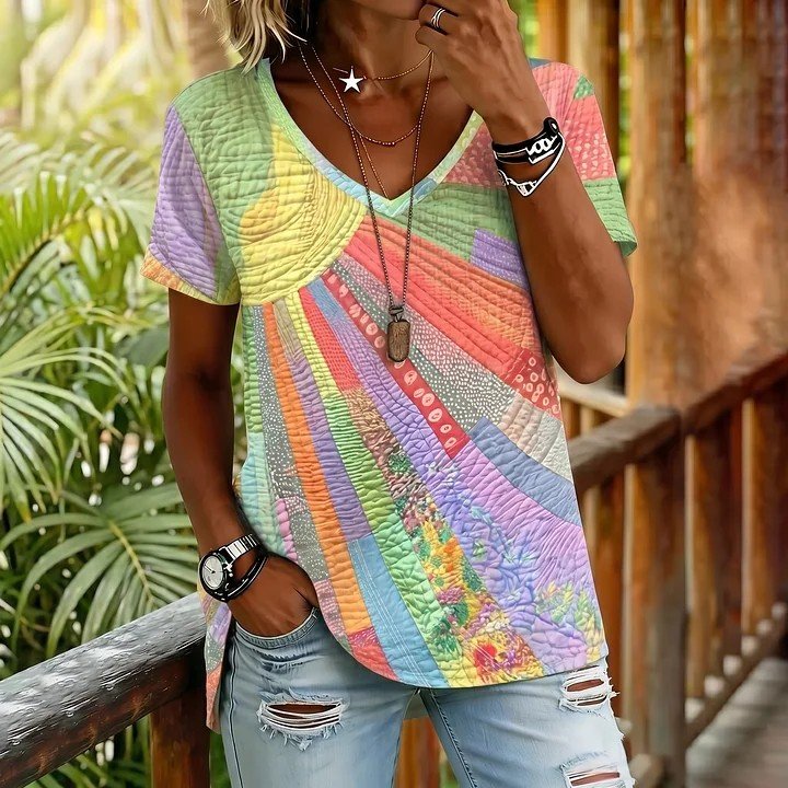 Jersey V Neck Loose Vintage T-Shirt