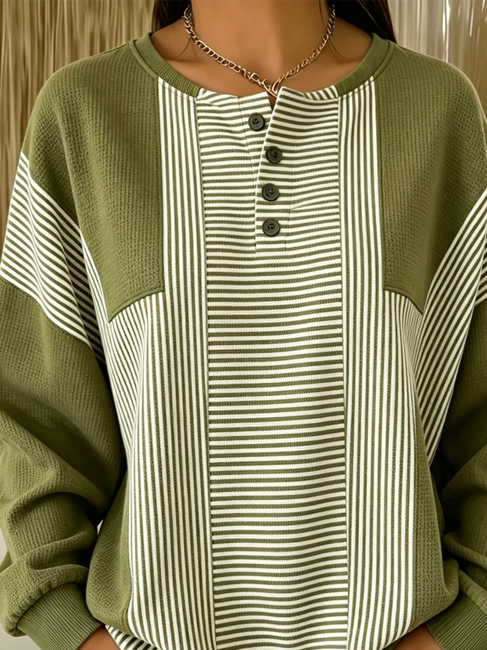 Others Casual Striped Loose Sweatshirt