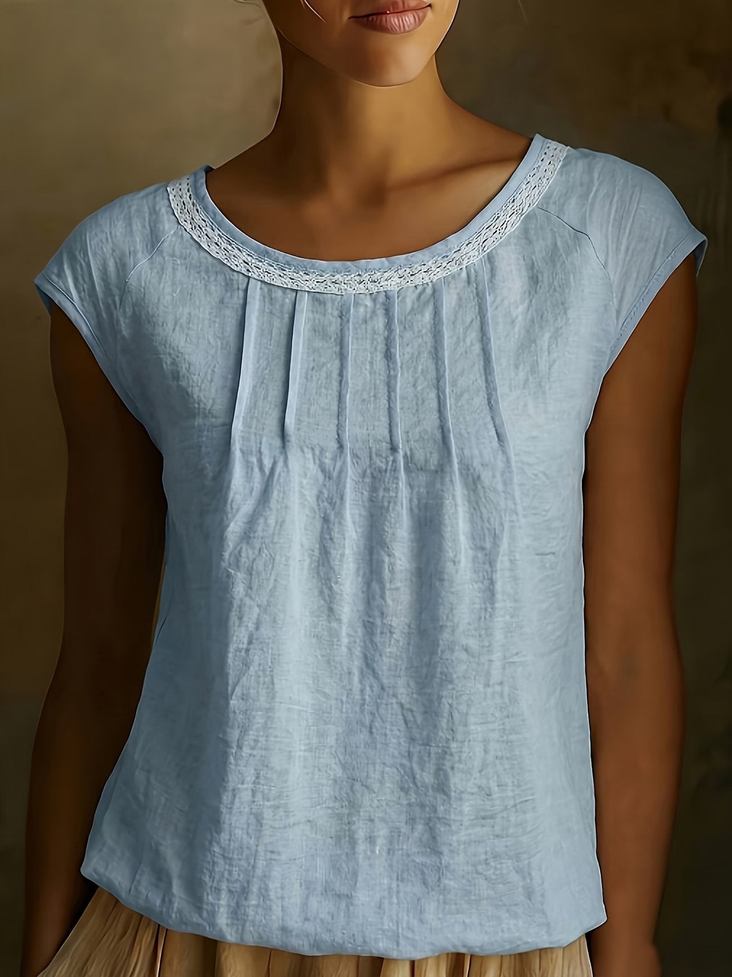 Casual Plain Crew Neck Blouse