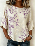 Leaf Vintage Loose Crew Neck Shirt