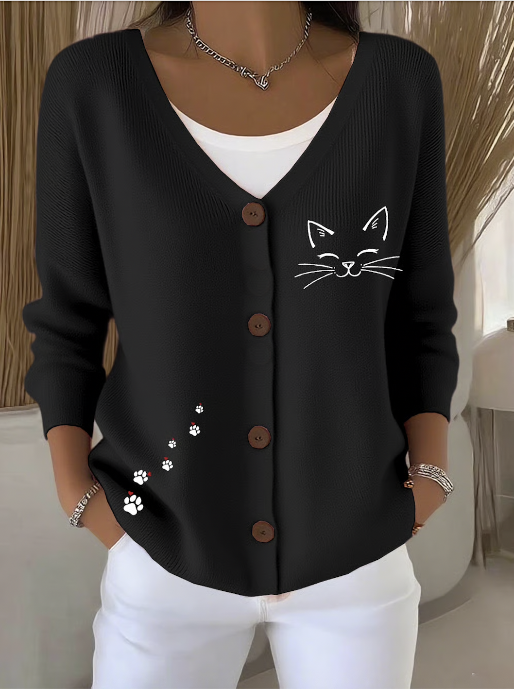 Regular Fit Animal Casual Cardigan