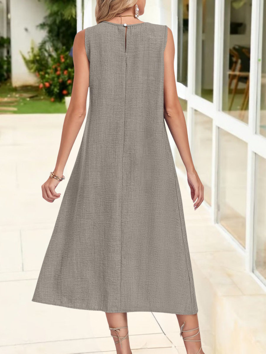 Women's Short Sleeve Summer Blue Plain Split Joint Crew Neck Daily Going Out Casual Maxi A-Line Shift Dress Dress