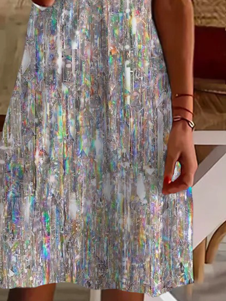 Women's Sequin Print Casual Tank Top Dress