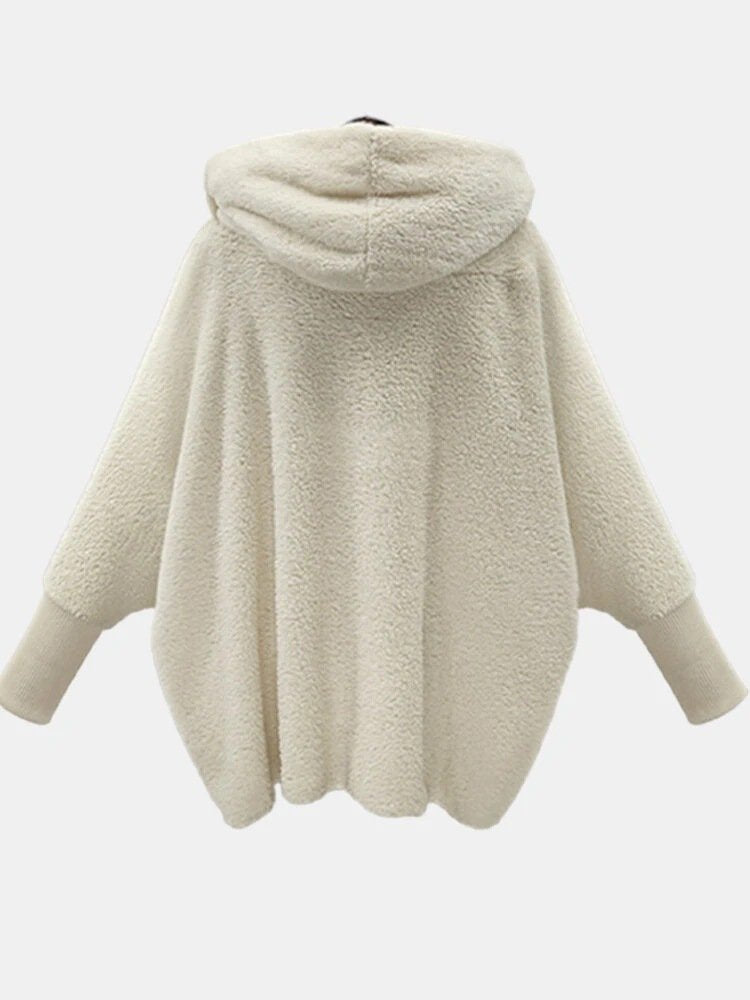 Loose Lapel Collar Dolman Sleeve Split Joint Girly Coat