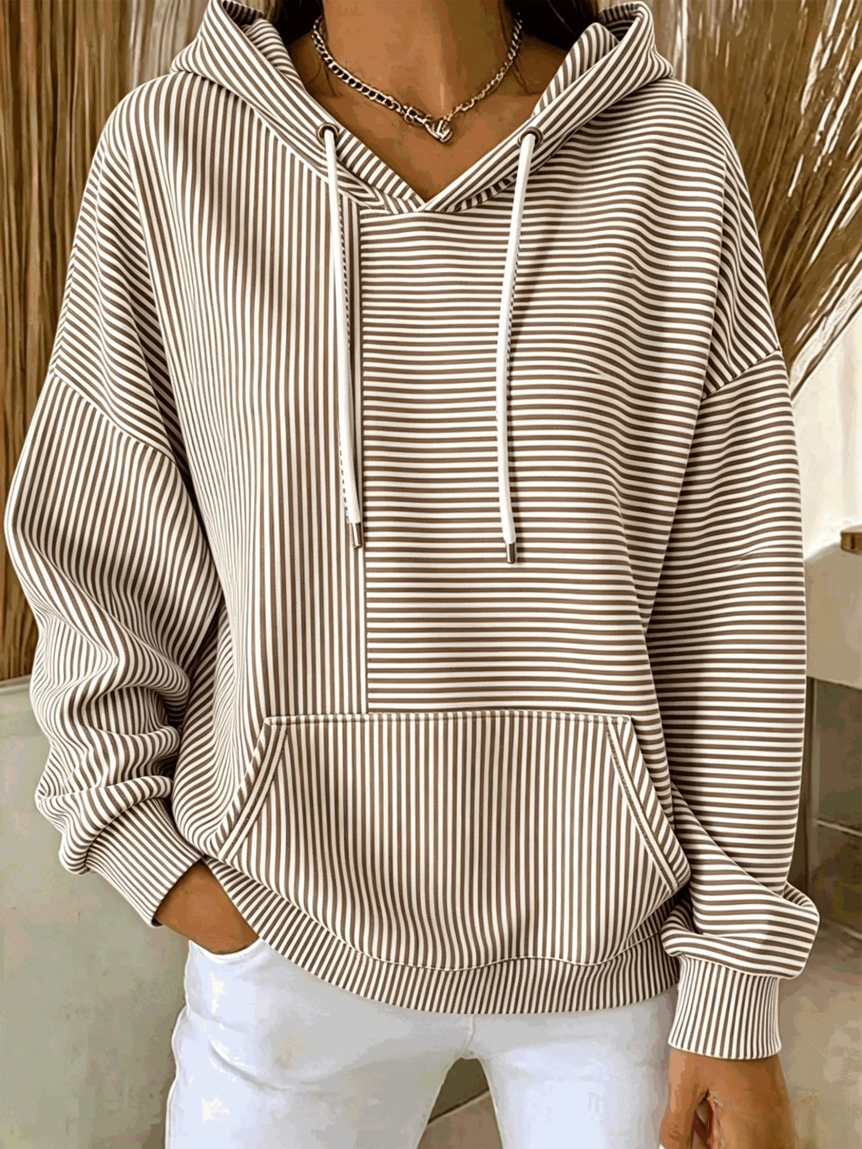 Striped Hoodie Loose Casual Hoodie