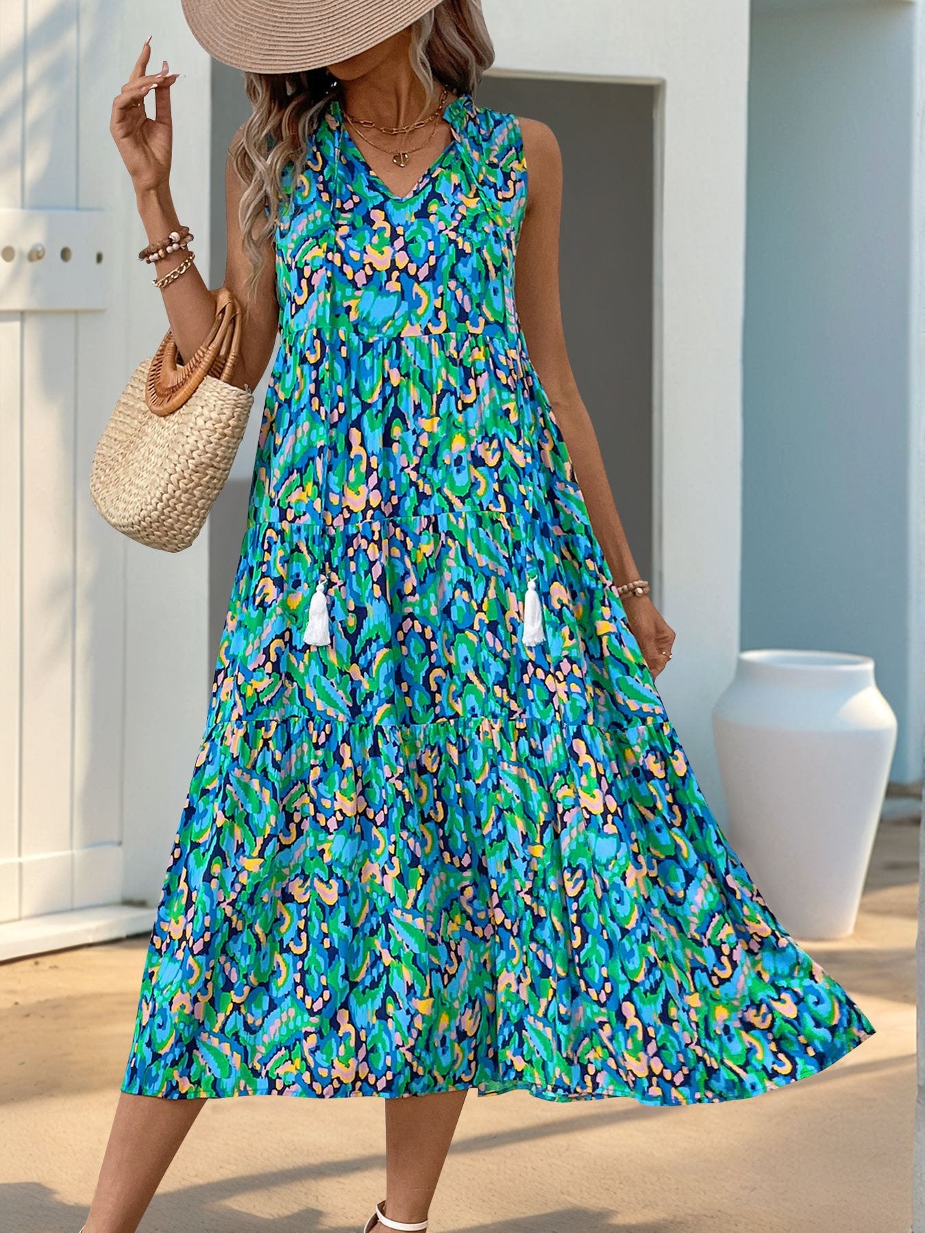 Loose Others Boho Geometric Dress With No
