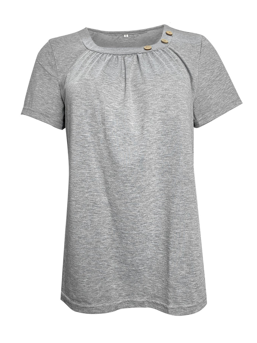 Women's Short Sleeve T-shirt Summer Red Plain Buckle Crew Neck Daily Going Out Casual Top