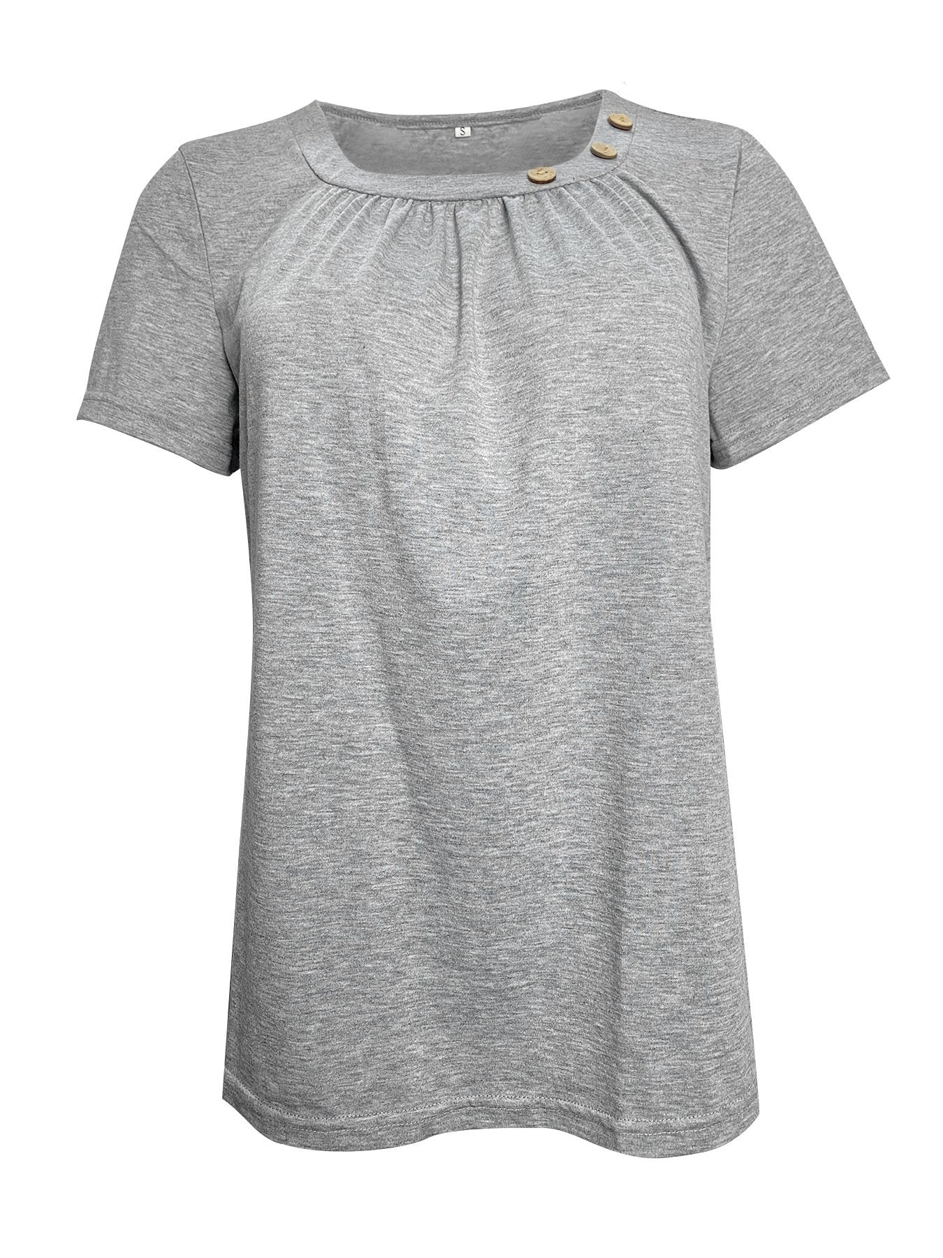 Women's Short Sleeve T-shirt Summer Red Plain Buckle Crew Neck Daily Going Out Casual Top