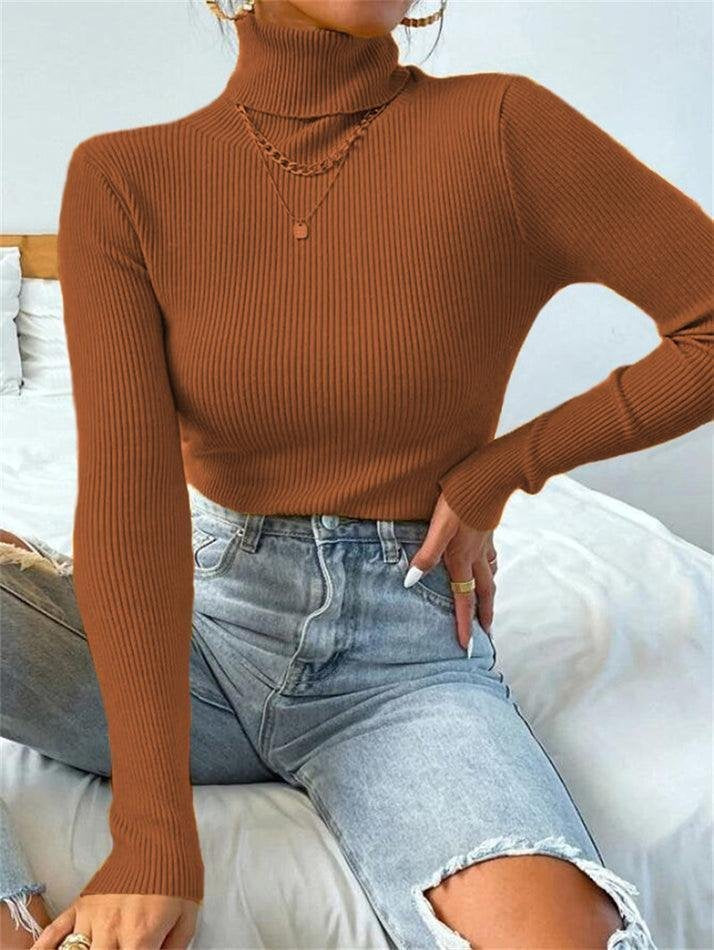 Light Luxury High-End Sweater Autumn And Winter Pile Collar Base Sweater Slim Fit Thick Base Sweater