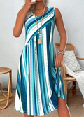 Crew Neck Casual Loose Gradient Pattern Dress With No