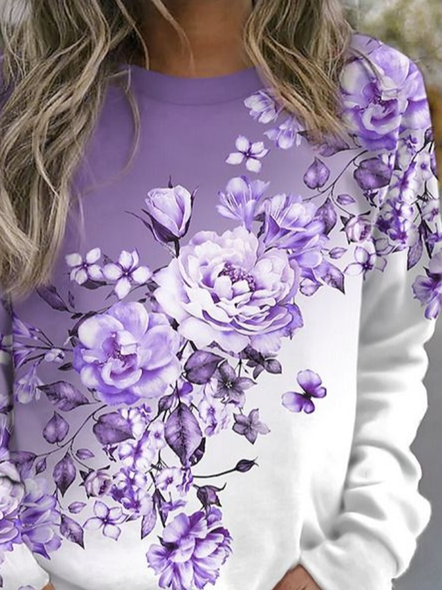 Printing Casual Loose Crew Neck Sweatshirt
