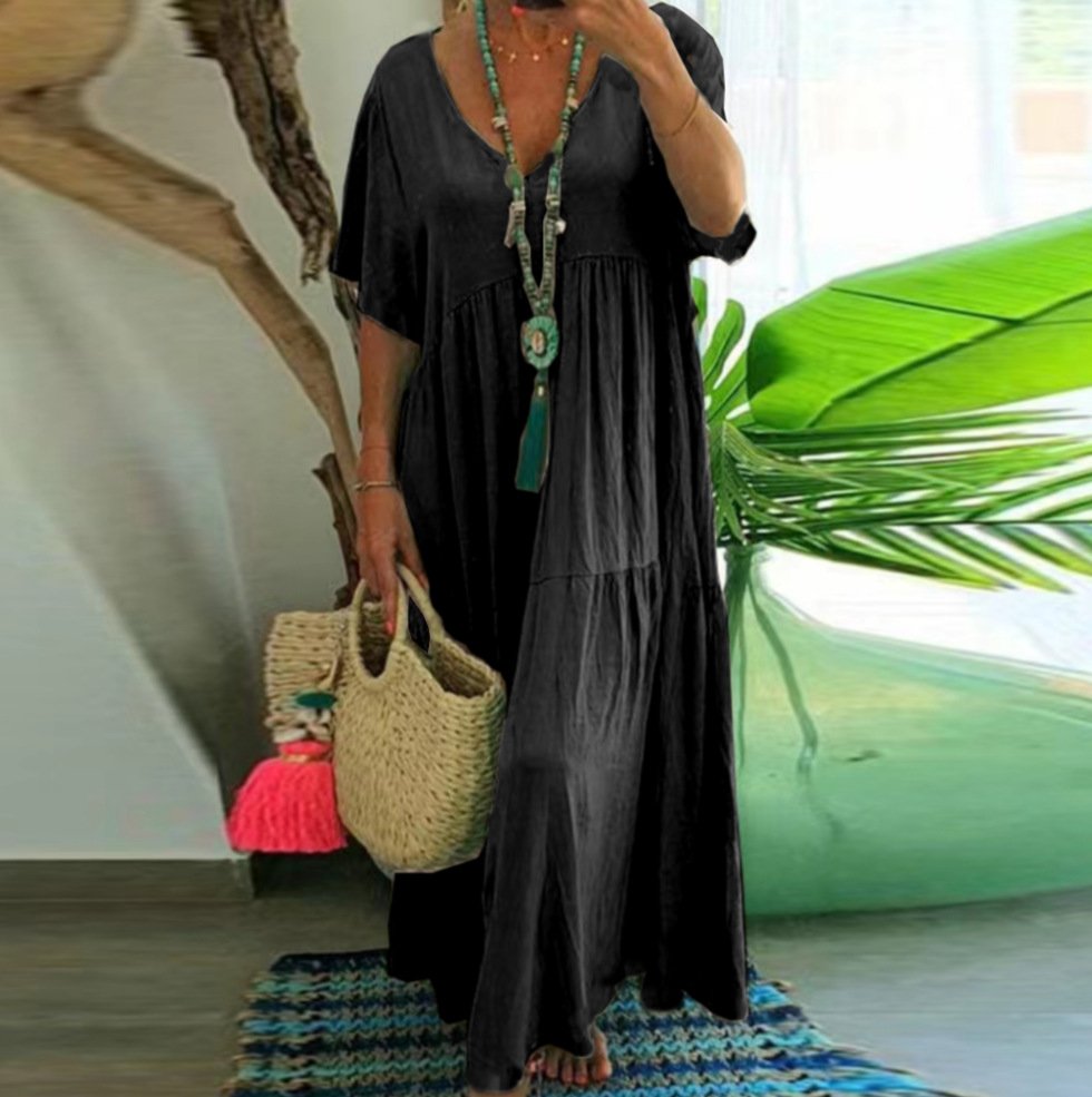 Casual Cotton-Blend Dress With No