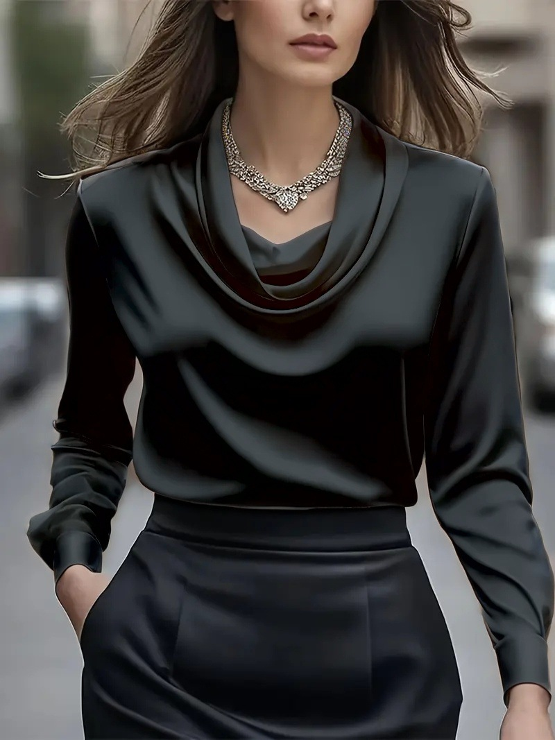Elegant Regular Fit Cowl Neck Shirt