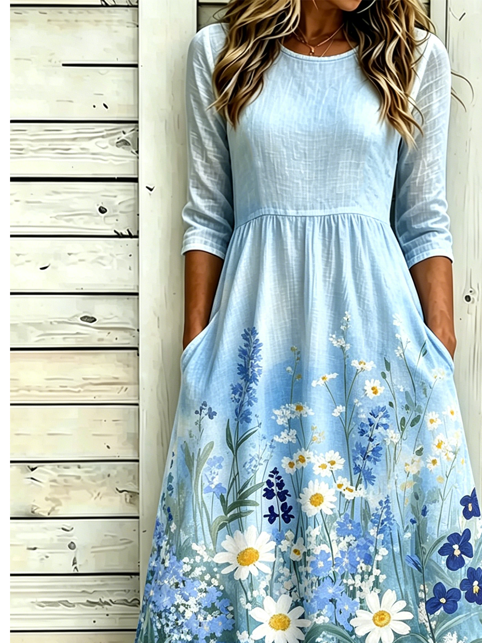 Gradient Pattern Vintage Loose Others Dress With No