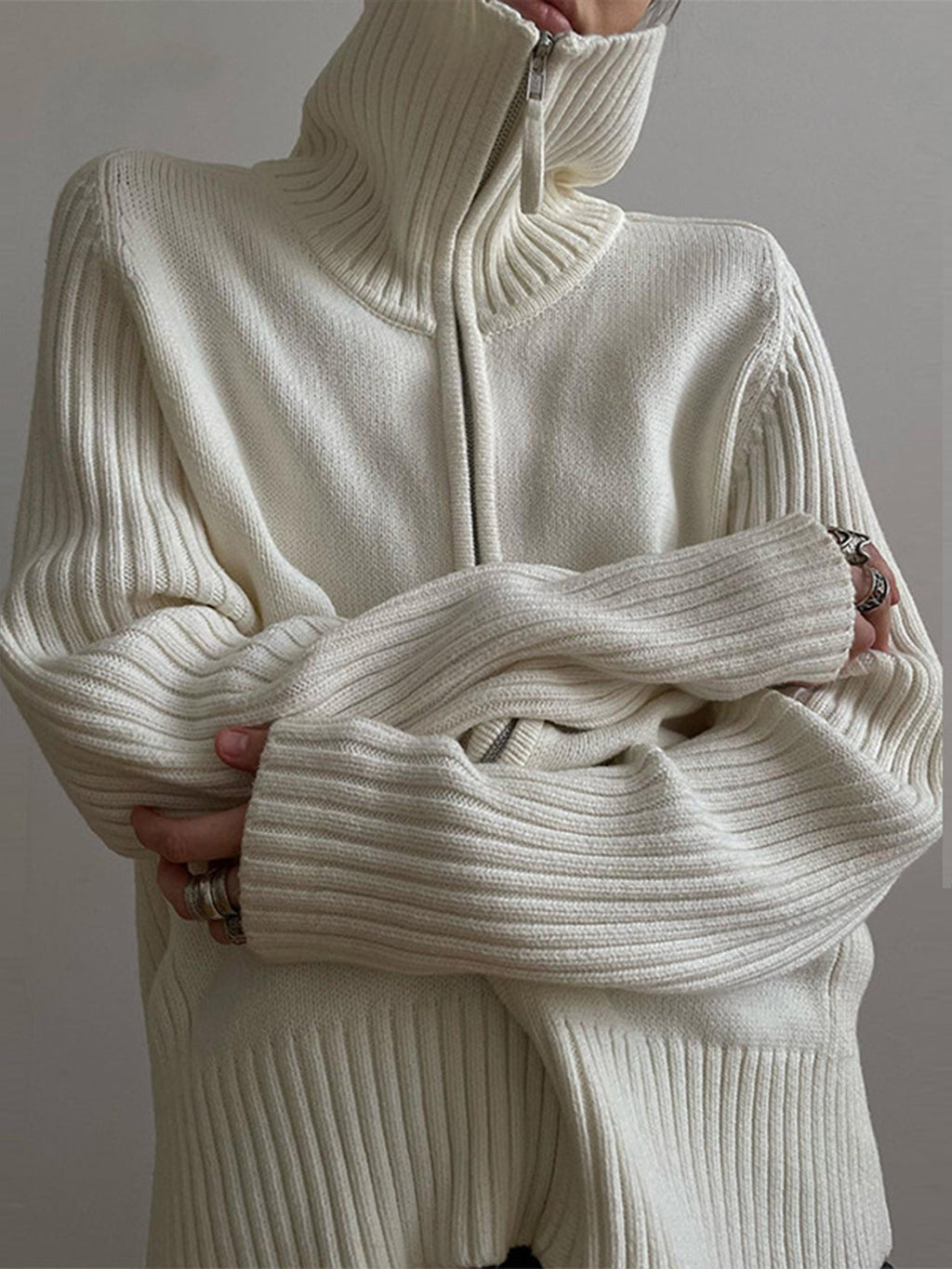 Casual Plain Stand Collar Cardigan