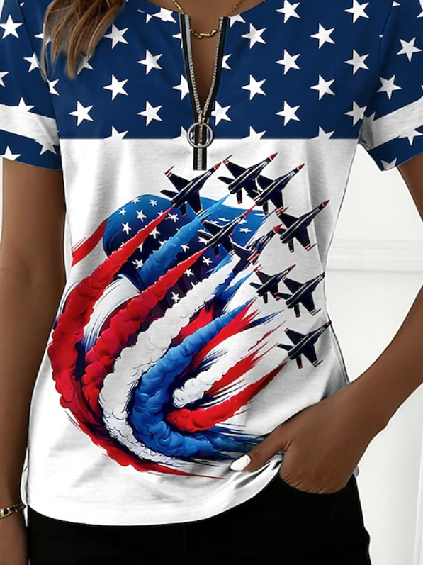 Cotton-Blend Casual Others T-Shirt