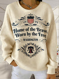Inddpendence Day Round Neck Text Letters Simple Sweatshirt