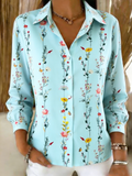 Floral Shirt Collar Simple Loose Shirt