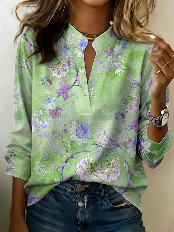 Women's Vintage Floral And Botanical Print Art Shirt