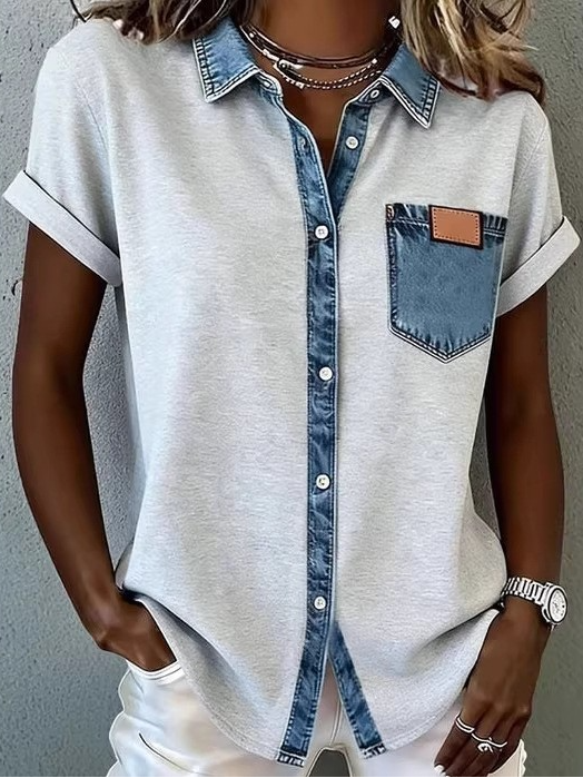 Plain Shawl Collar Casual Shirt