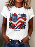 Women's Short Sleeve T-shirt Summer White Floral Printing Jersey Crew Neck Daily Going Out Casual Top