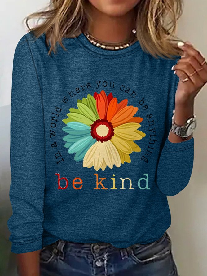 Casual Crew Neck Knitted Daisy T-Shirt