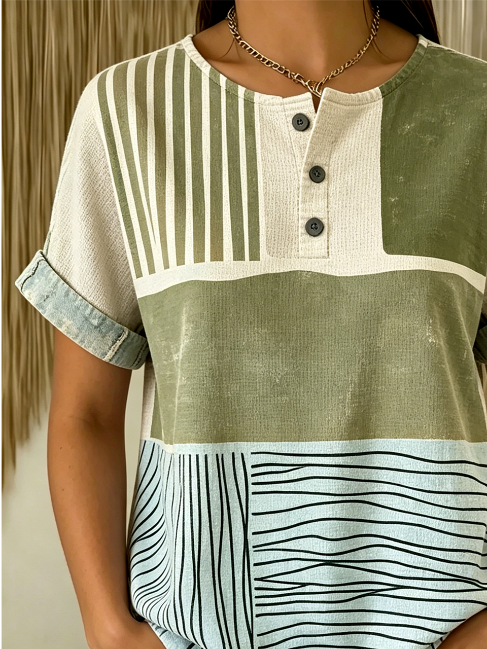 Others Geometric Vintage Loose T-Shirt