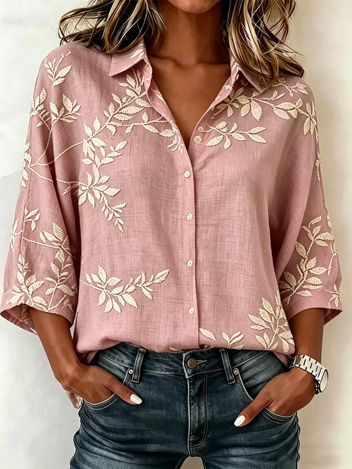 Shawl Collar Loose Vintage Cotton And Linen Blouse