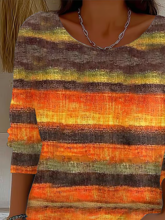 Simple Printing Crew Neck Abstract Sweater