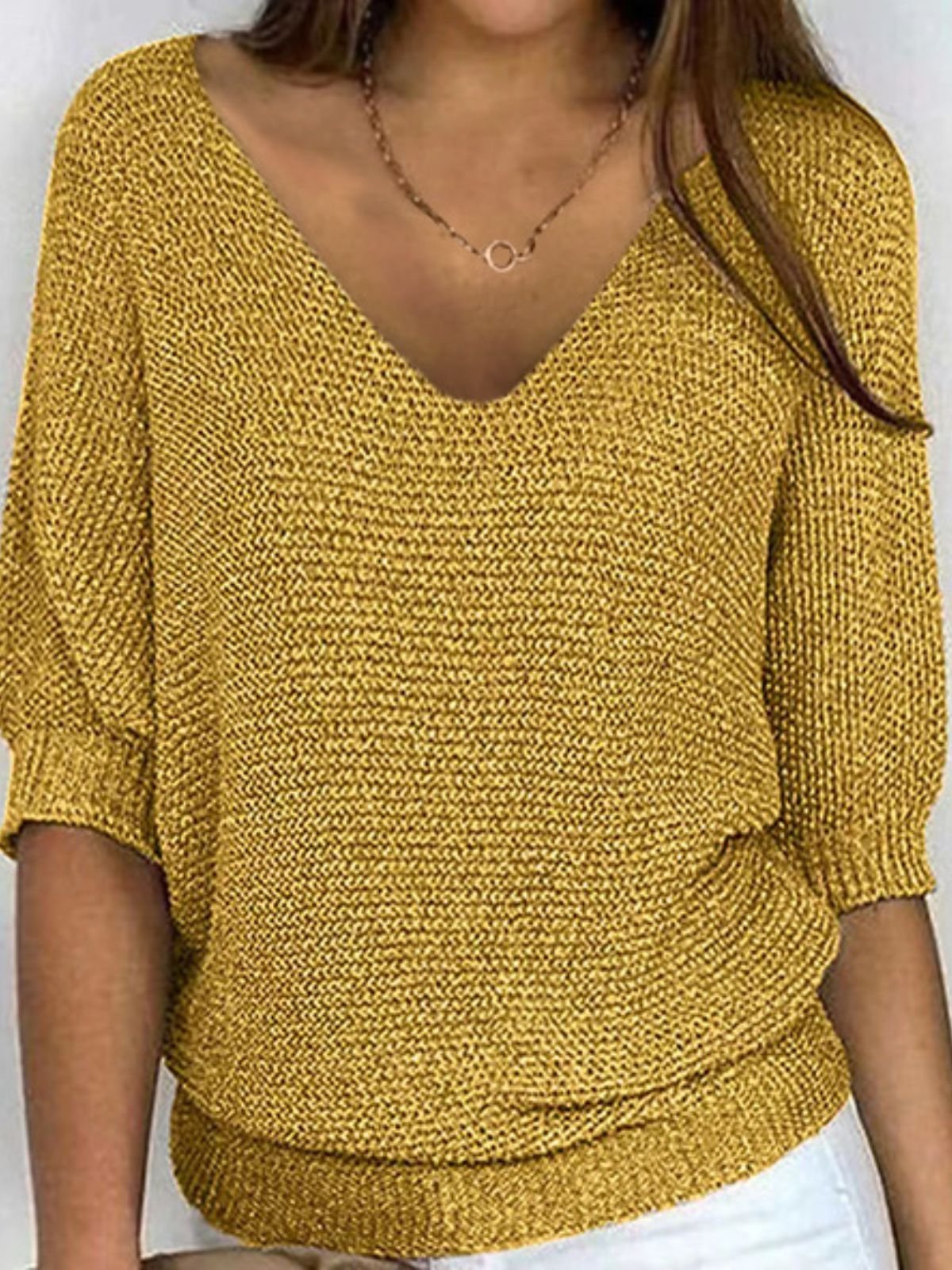 Regular Fit Plain Casual Knit Top