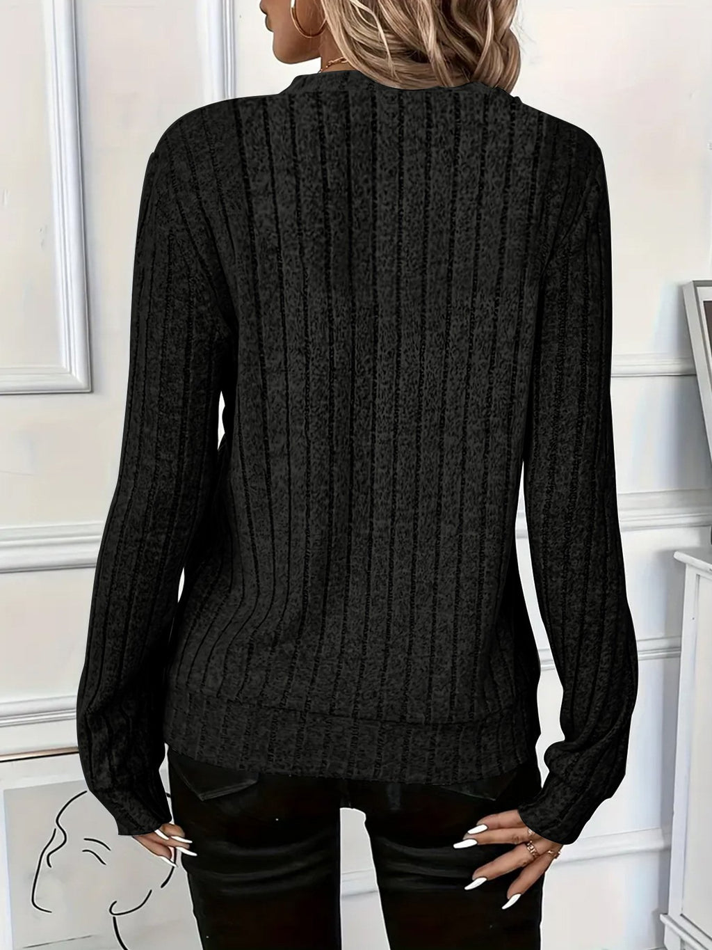 Vintage Loose Plain Others Knit Top