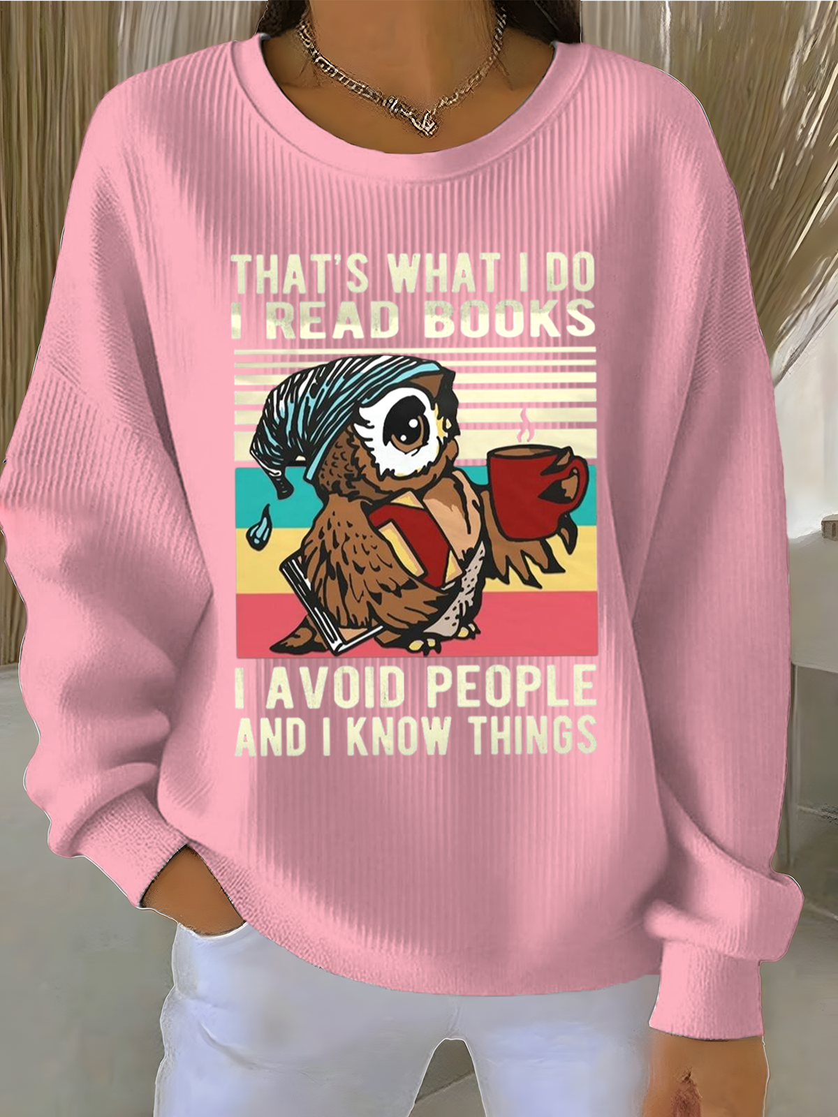 Loose Vintage Letter Pattern Crew Neck Sweatshirt