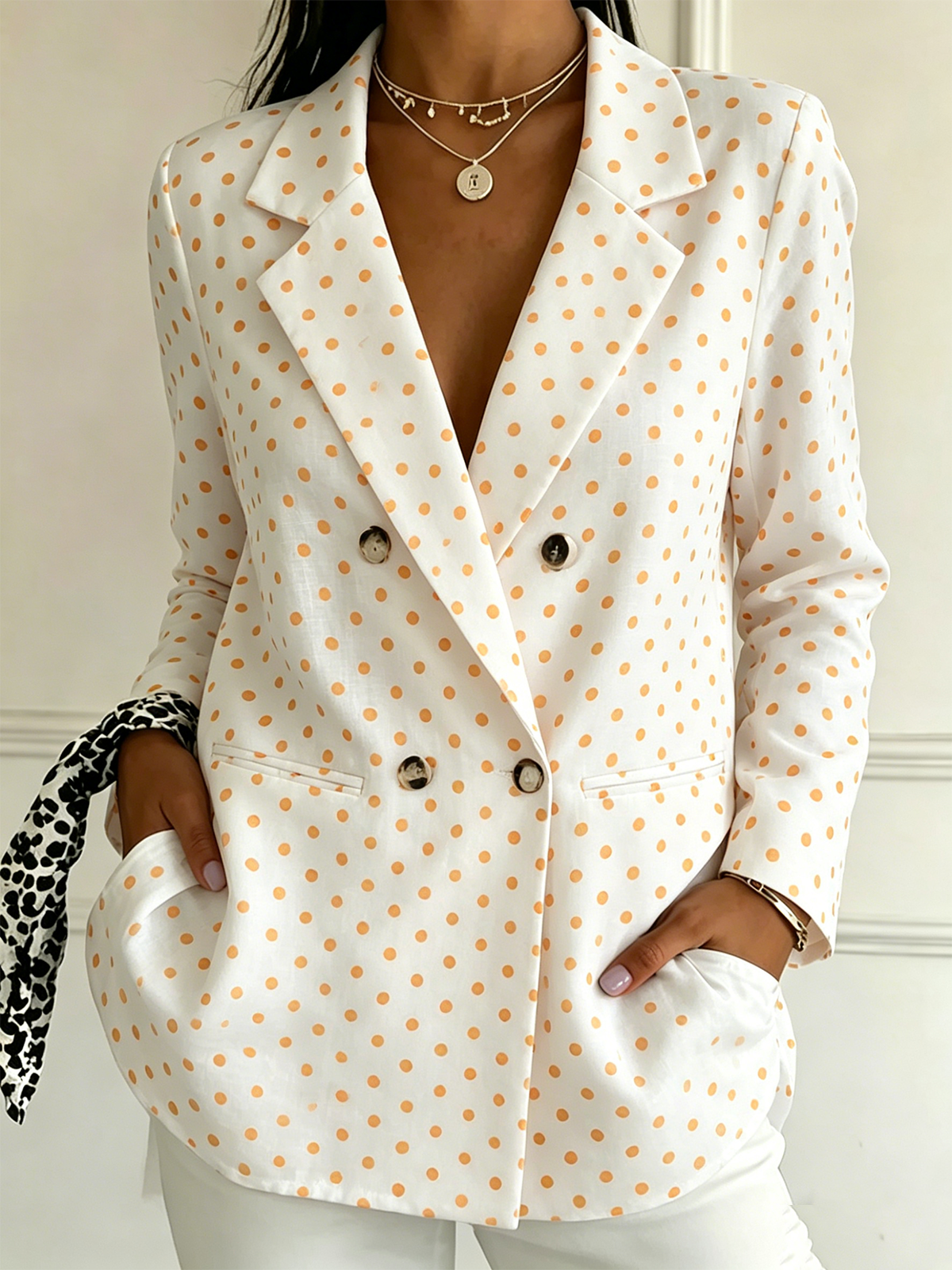 Elegant Loose Polka Dots Others Blazer