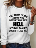 Women's Long Sleeve T-shirt Spring/Fall White Text Letters Printing Jersey Crew Neck Daily Going Out Casual Top