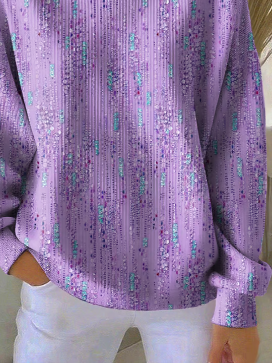 Loose Abstract Crew Neck Casual Sweatshirt