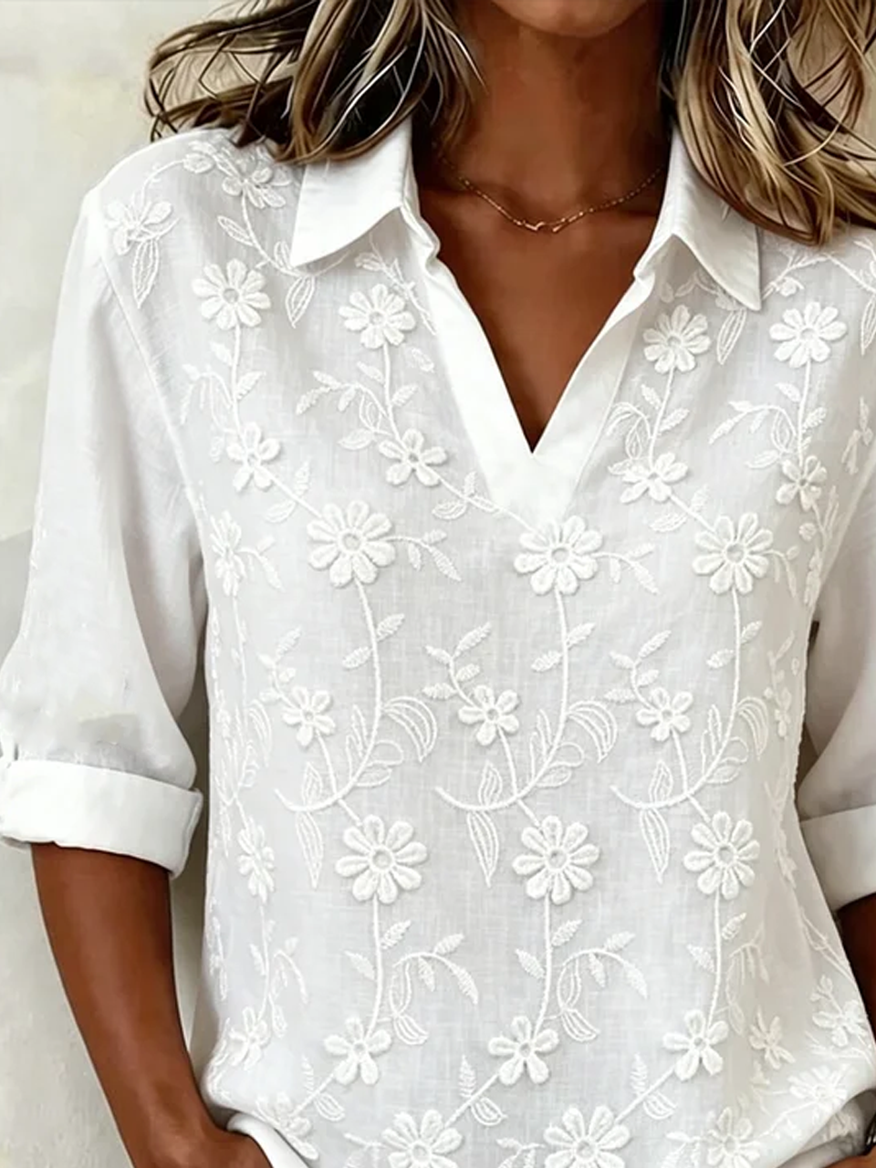 Loose Vintage Floral Shawl Collar Shirt