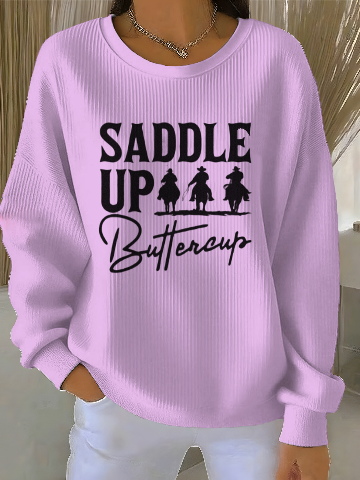 Loose Simple Letter Pattern Crew Neck Sweatshirt