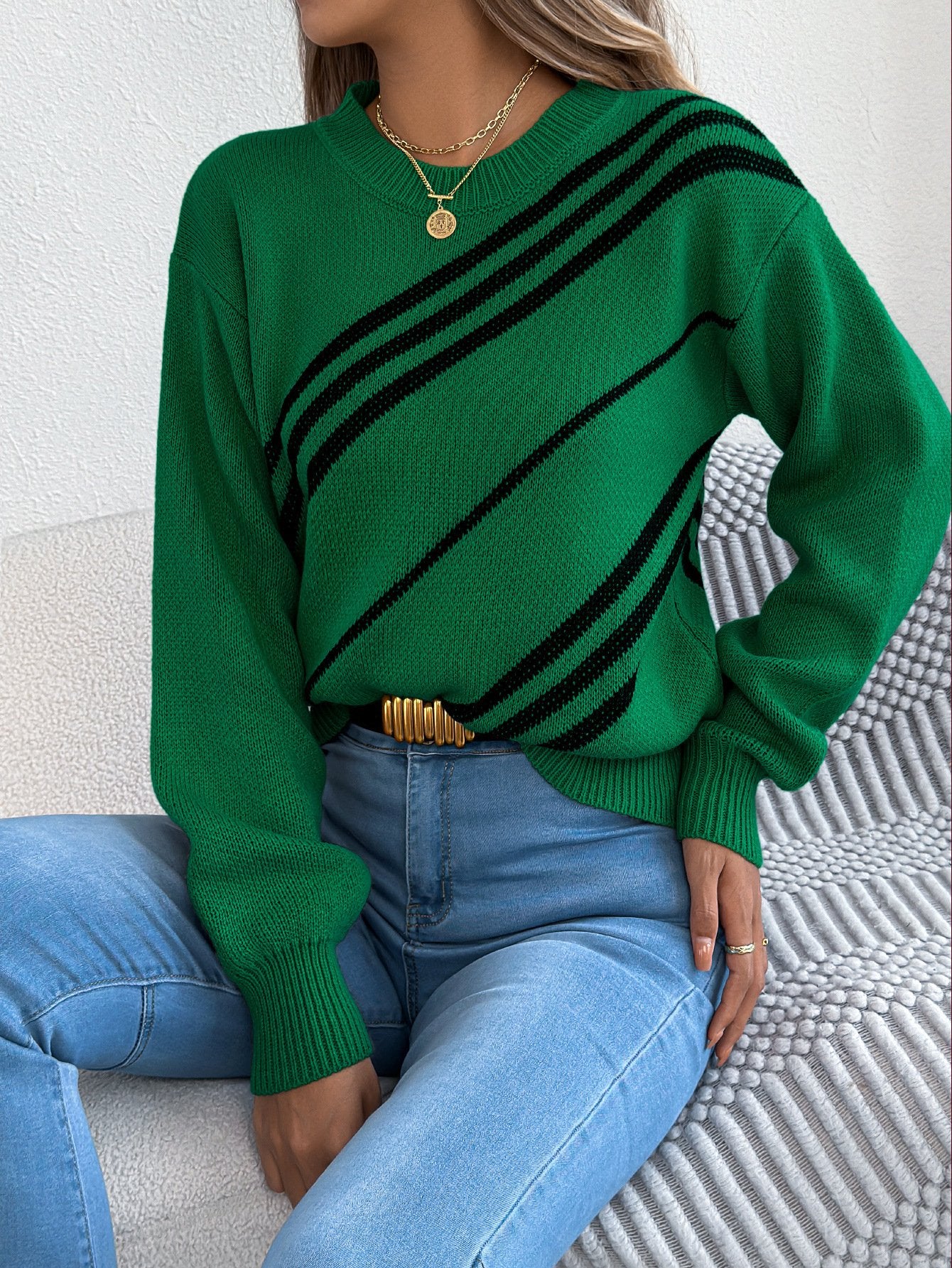 Geometric Regular Fit Casual Sweater