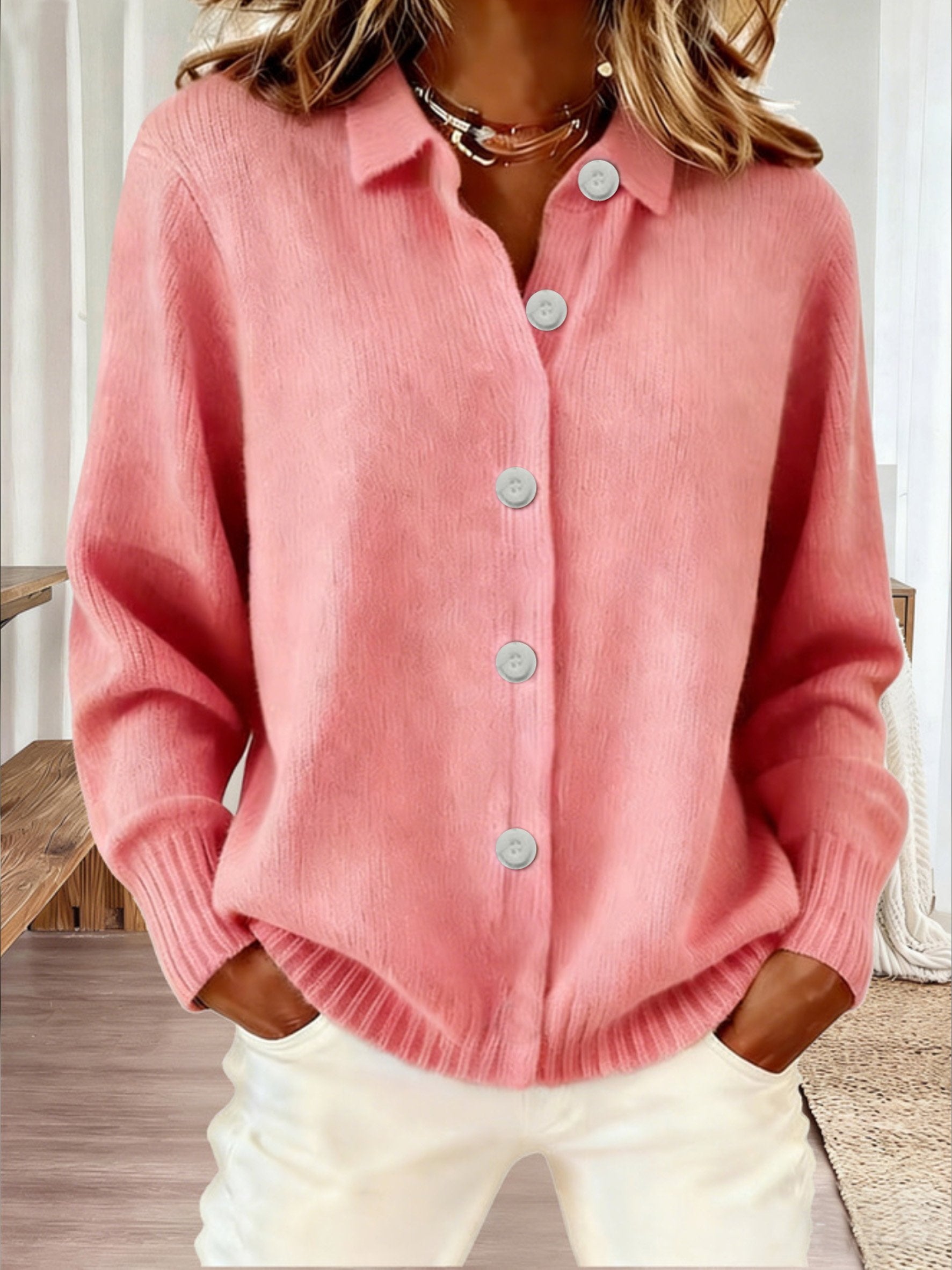 Plain Casual Loose Fit Cardigan