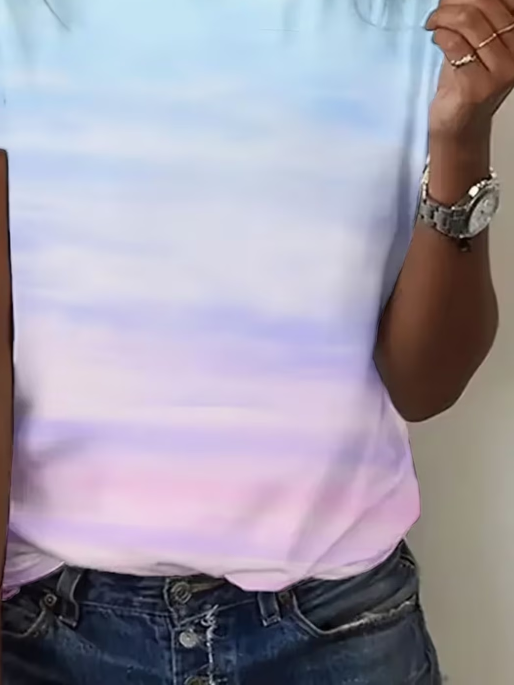 Women's Short Sleeve T-shirt Summer As Picture Abstract Printing Jersey Crew Neck Daily Going Out Casual Top