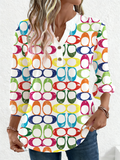 Loose V Neck Elegant Cotton T-Shirt