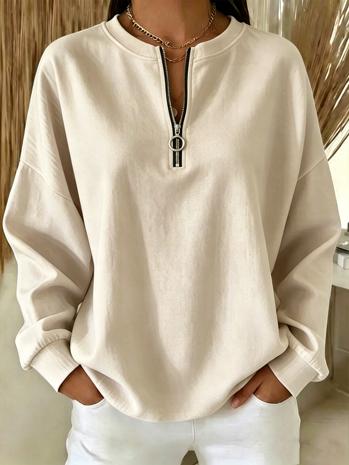 Plain Vintage Crew Neck Sweatshirt