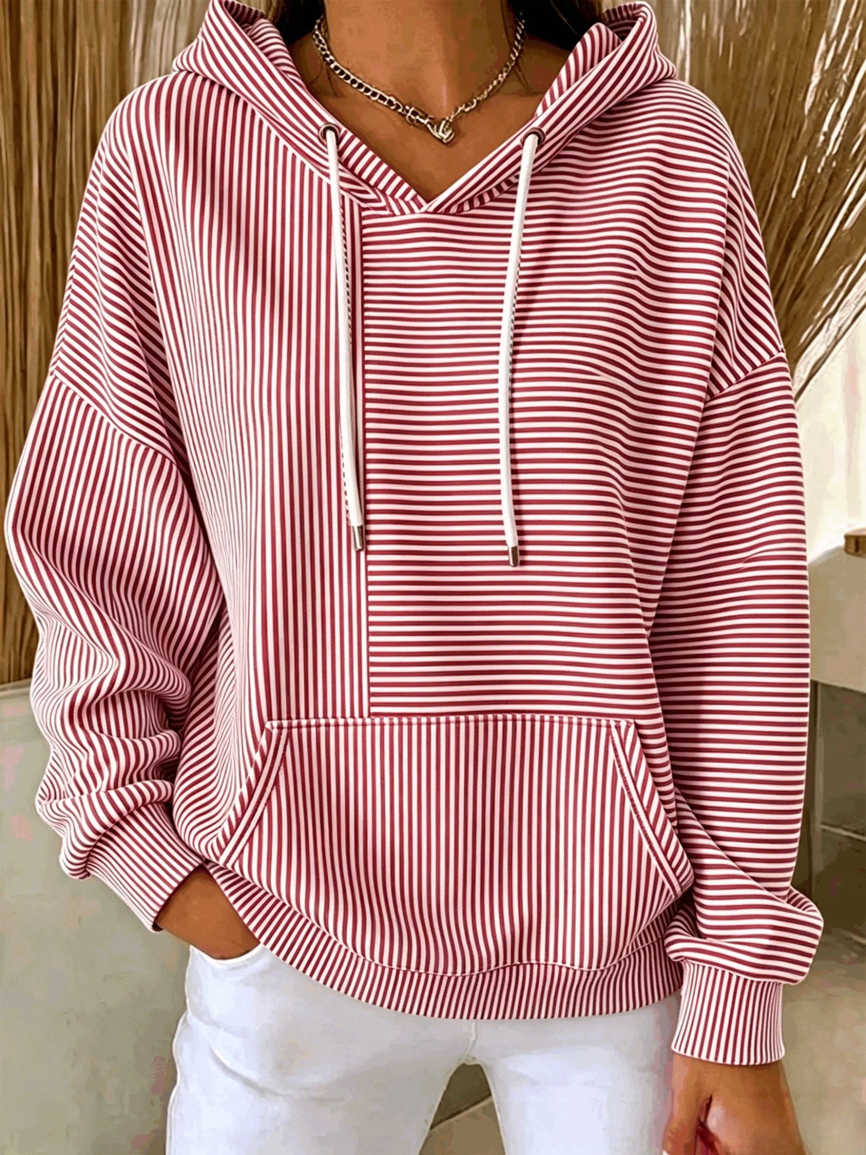 Striped Hoodie Loose Casual Hoodie