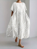 Floral Regular Fit Crew Neck Casual Dress With No