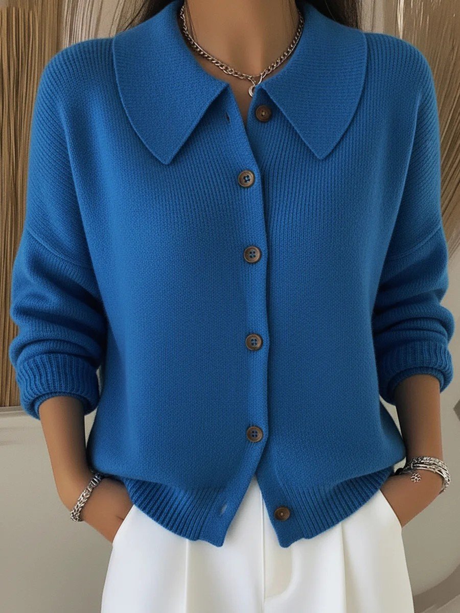Simple Shawl Collar Loose Plain Cardigan