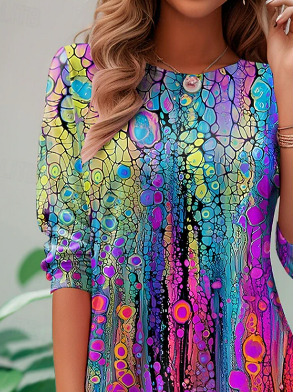 Women's Long Sleeve T-shirt Spring/Fall As Picture Abstract Printing Jersey Crew Neck Daily Going Out Casual Top