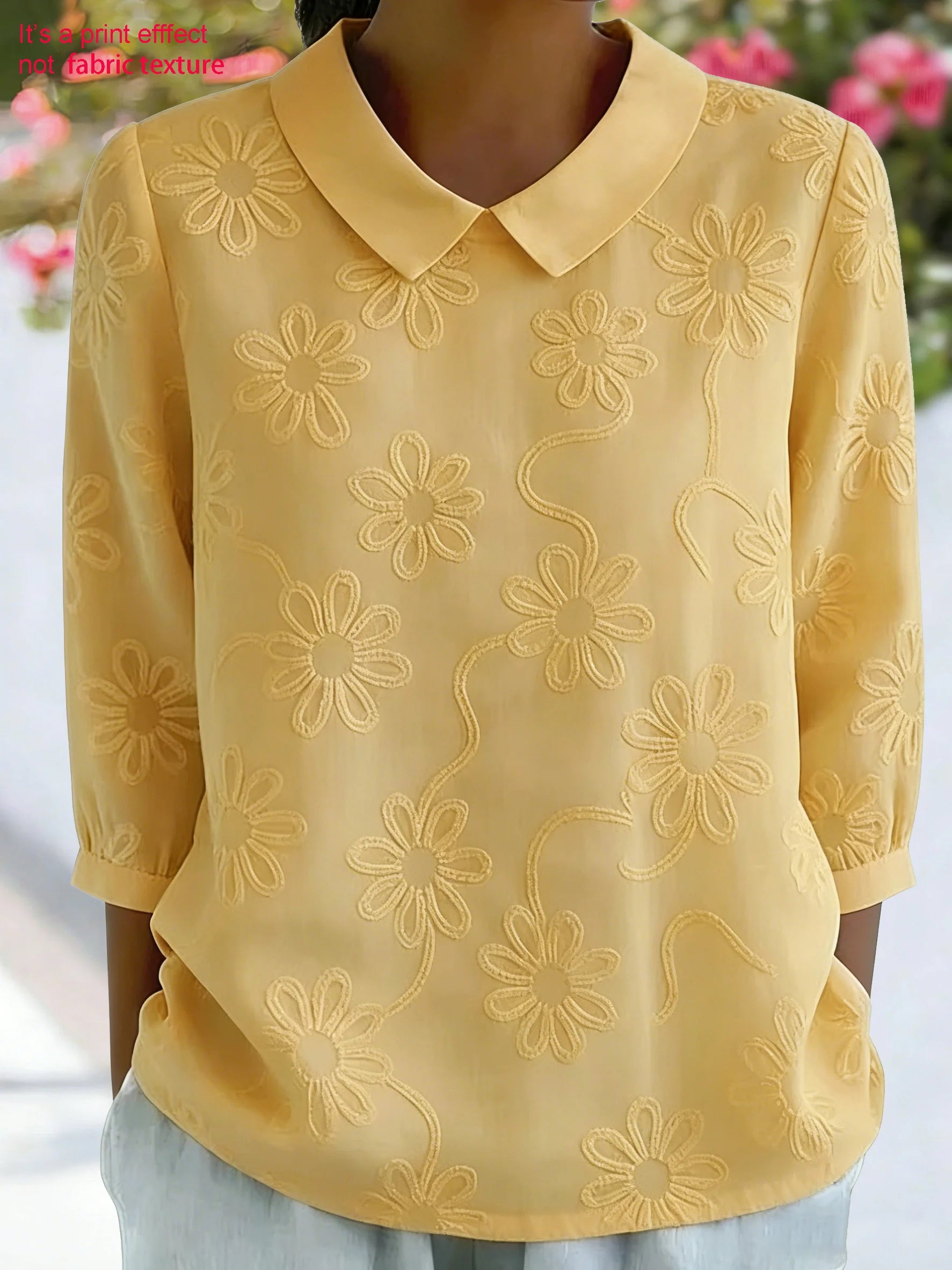 3D Printing Floral Shawl Collar Short Sleeve Spring Summer Casual Top
