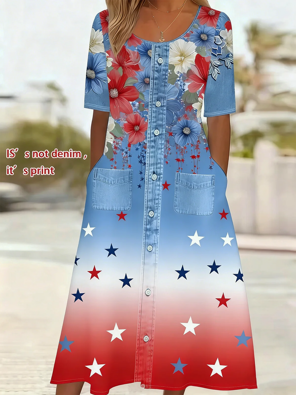 Loose Simple Gradient Pattern Dress With No