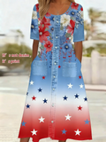 Loose Simple Gradient Pattern Dress With No