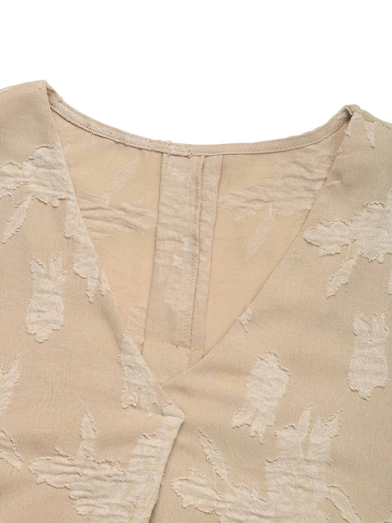Vintage V Neck Batwing Sleeve Jaquard Fabric Loose Casual Blouse